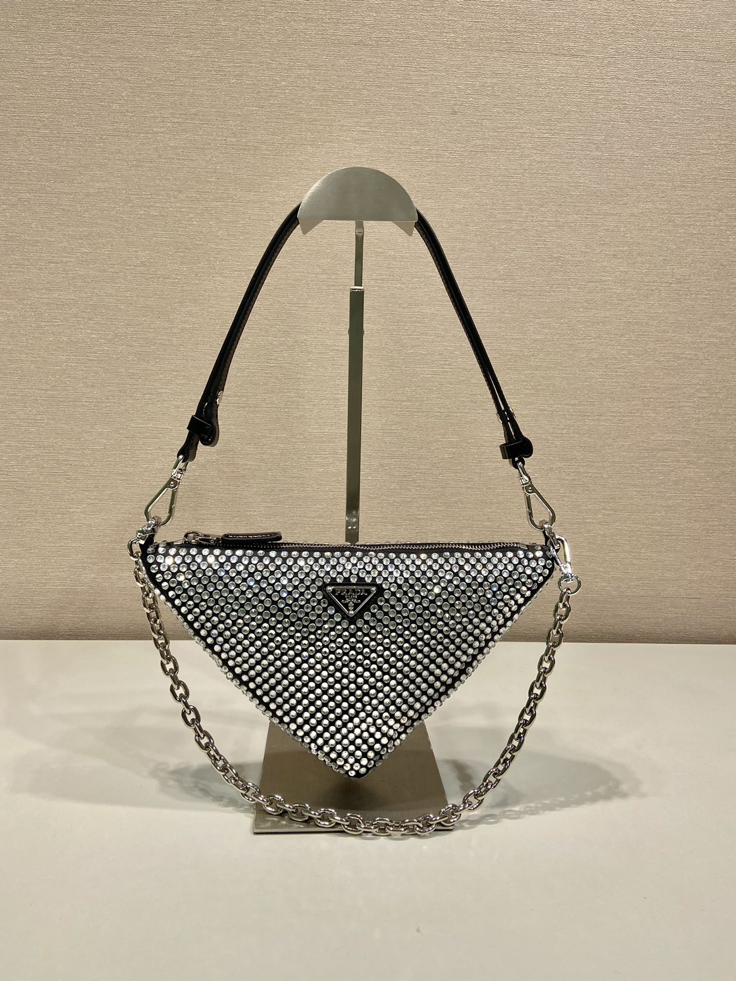 Сумка PRADA Triangle с кристаллами