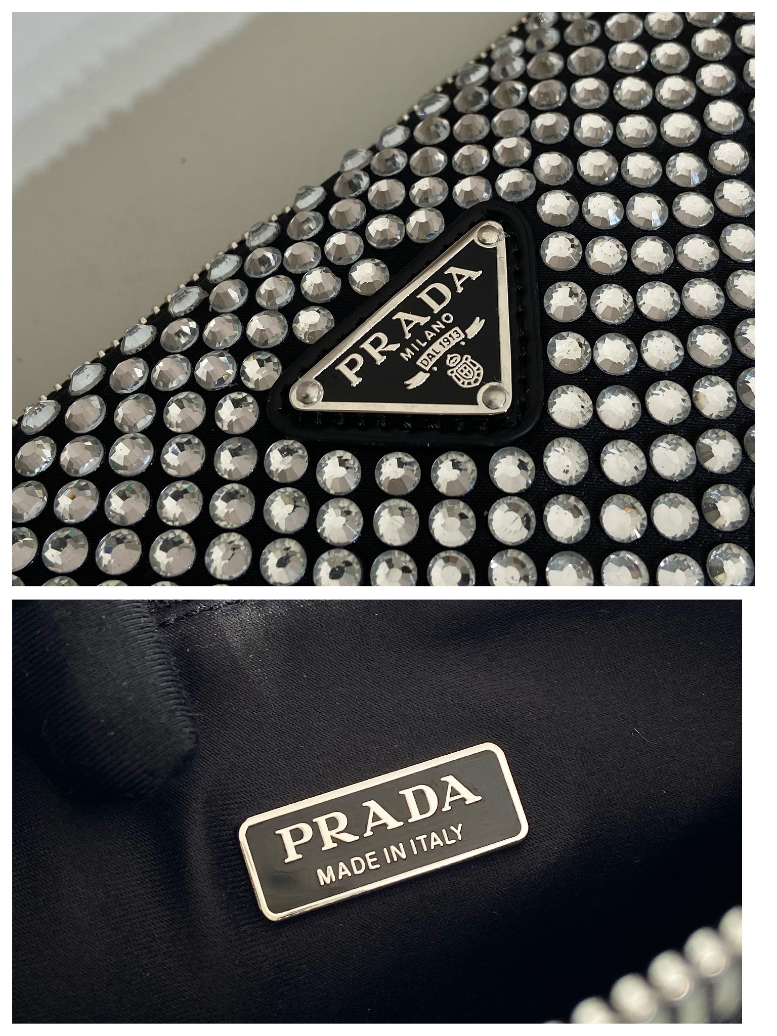 Сумка PRADA Triangle с кристаллами