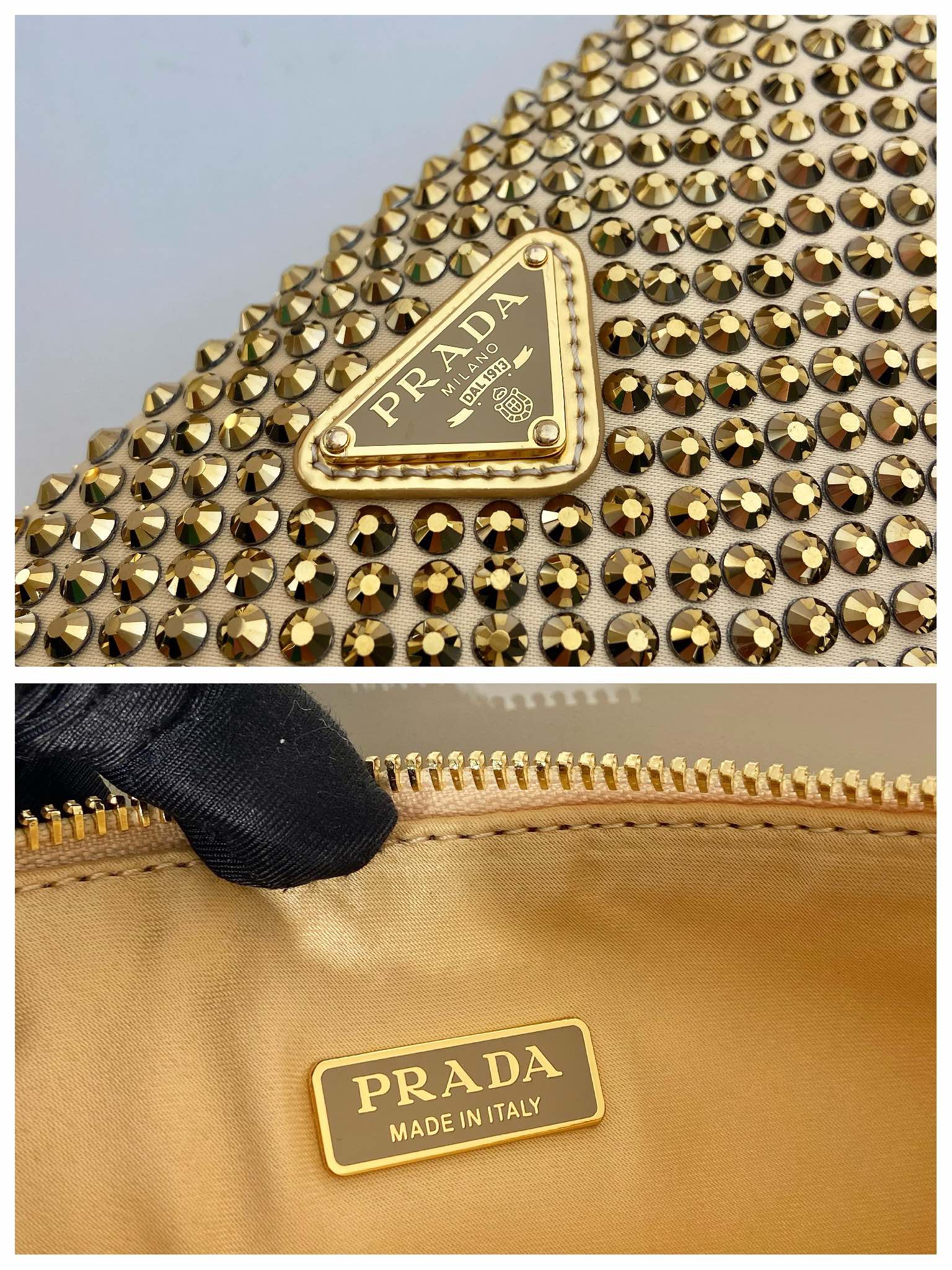 Сумка PRADA Triangle с кристаллами